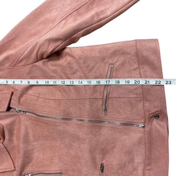 AMPERSAND AVENUE MOTO JACKET PINK ROSE WOMENS XL VEGAN SUEDE ZIP CLASSIC NWT - Picture 9 of 10